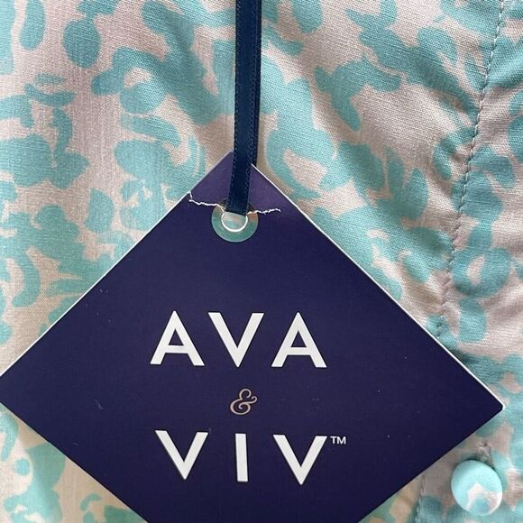 Ava & Viv Green Print Reversible Rayon Top 4X – Short Sleeve, Button Back, NWT - Picture 14 of 17